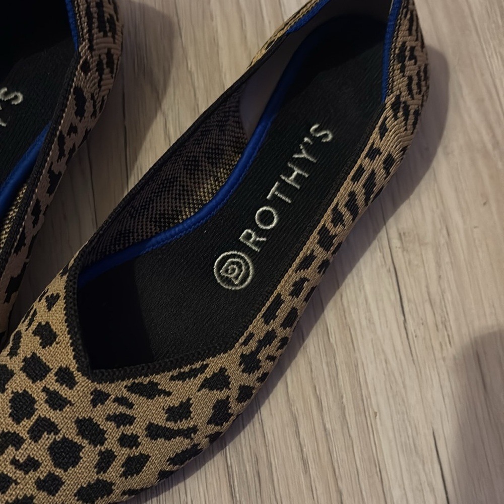 Rothy's Women's Leopard Pointed Toe Flats - Tan/Black - Picture 2 of 7